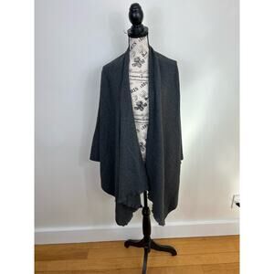 NWT Liz Claiborne Charcoal Heather soft knit raw hem cardigan poncho